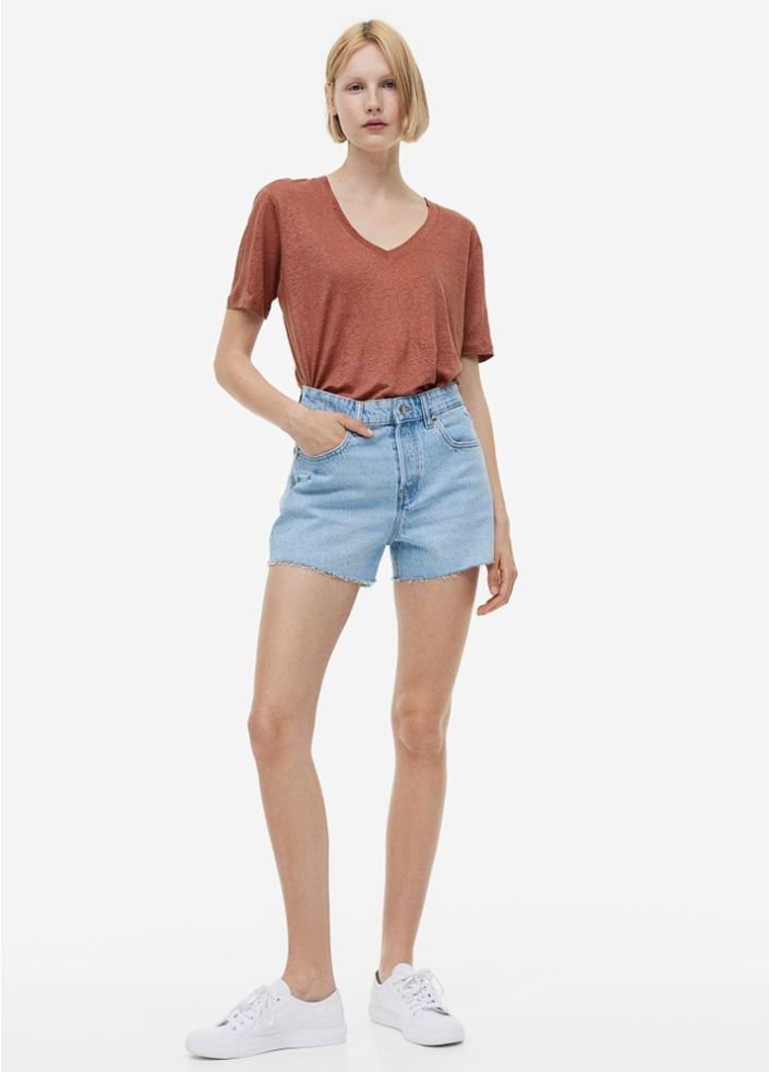 V-neck linen T-shirt - Image 3