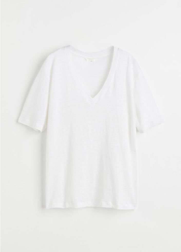 V-neck linen T-shirt - Image 8